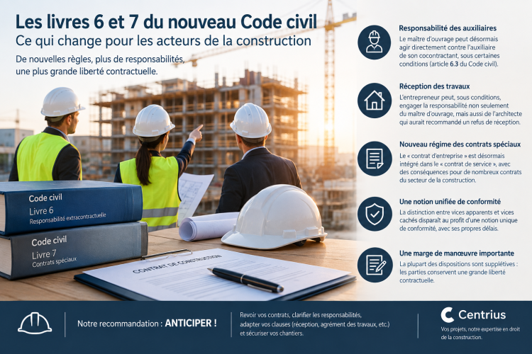 Ce que les livres 6 et 7 du nouveau Code civil changent pour les acteurs de la construction